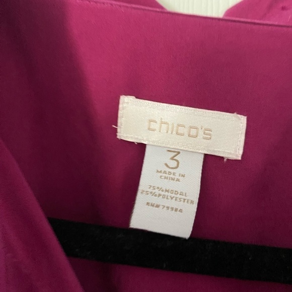 Chico’s Button Down Shirt Blouse Roll Tab Sleeve Size 3 - Picture 3 of 4